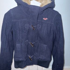 Hollister Dark Blue Hooded Toggle Jacket